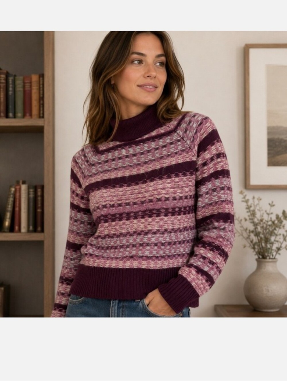 EVEREVE_ Purple Fair Isle Nordic Sweater
